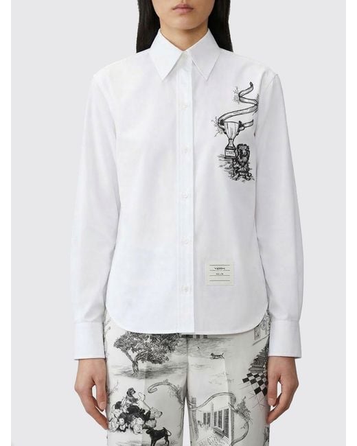 Thom Browne Gray Printed Cotton Shirt