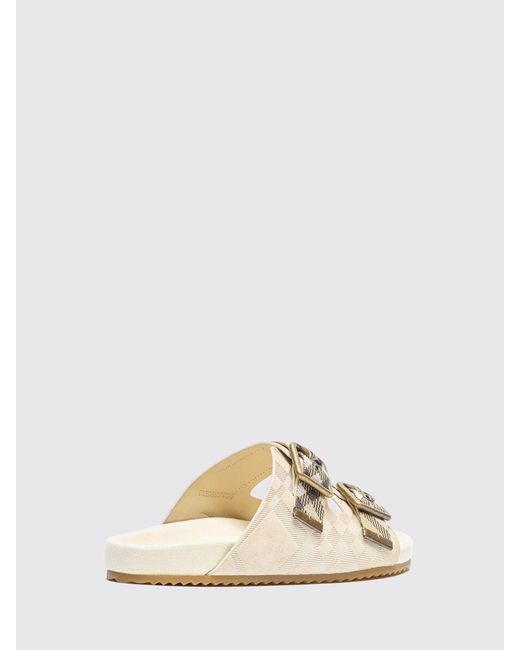 Burberry White Embossed Check Suede Sandal