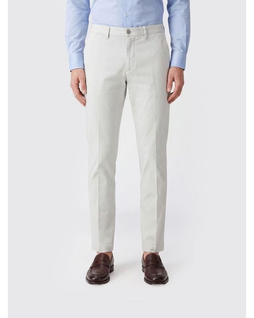Re-hash Blue Stretch Cotton Chino Trousers for men