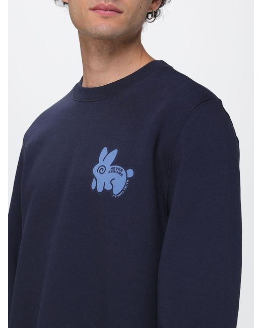 Paul Smith Blue Crewneck Cotton Blend Sweatshirt With Contrast Logo for men
