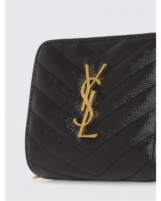 Saint Laurent Black Cassandre Grained Leather Wallet