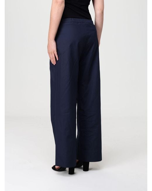 Max Mara Blue Cotton Wide-Leg Trousers