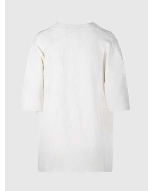 AMI White Relaxed Fit V-Neck Sweater