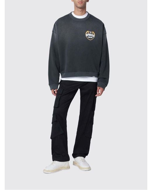 Represent Blue Cotton Cargo Trousers for men