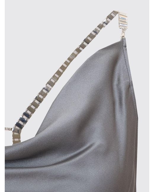 Patrizia Pepe Gray Silk Top With Rhinestones