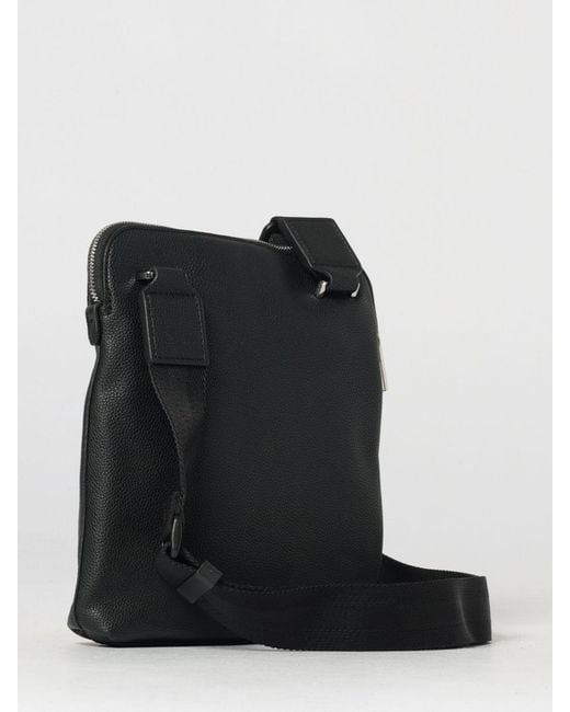 Boss Black Grained Faux Leather Bag for men