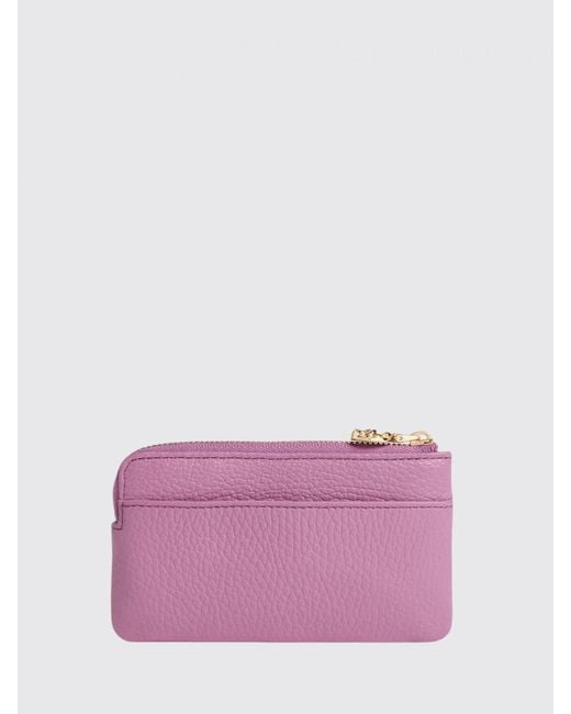 Coccinelle Purple C-Me Softy Grained Leather Coin Purse With Keychain