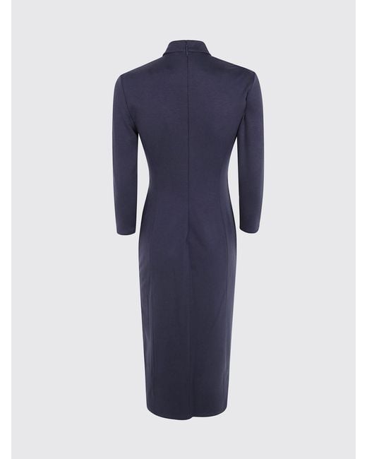 Giorgio Armani Blue Long-Sleeved Midi Sheath Dress