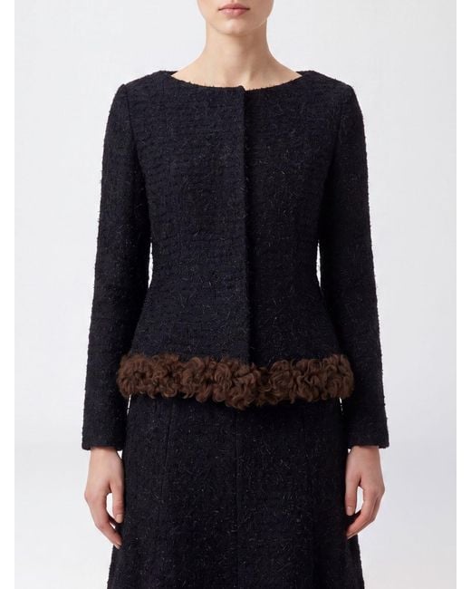 Simone Rocha Blue Cropped Single-Breasted Wool-Blend Blazer With Concealed Closure