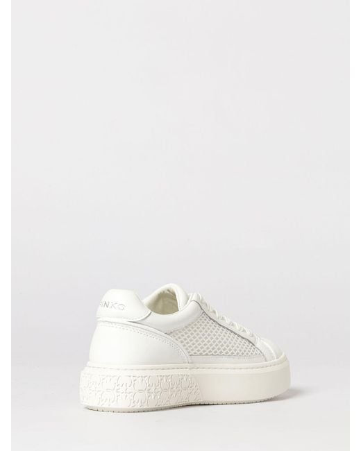 Pinko Natural Yoko Leather And Mesh Sneakers