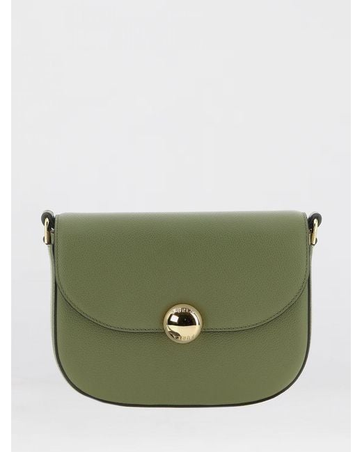 Furla Green Moonlight Calfskin Shoulder Bag