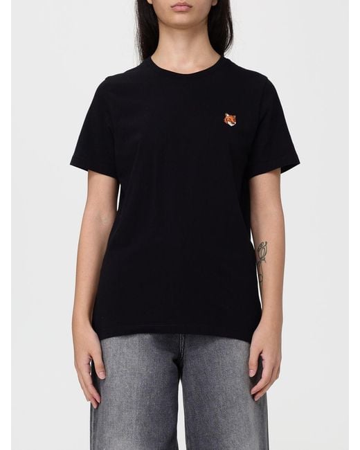 Maison Kitsuné Black Maison KitsunÉ Cotton T-Shirt With Logo