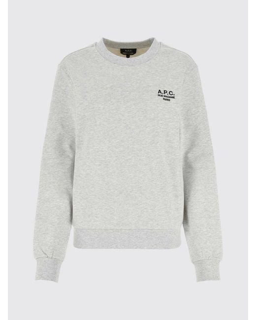 A.P.C. Gray Cotton Crew-Neck Sweatshirt With Logo for men