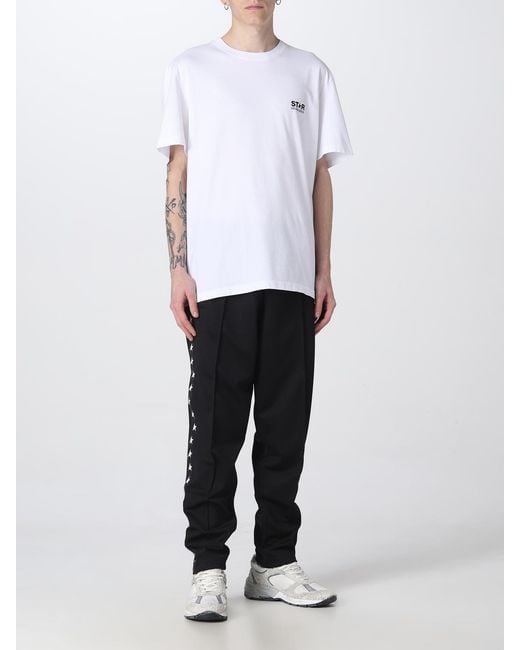 Golden Goose Deluxe Brand White Cotton T-shirt With Logo for men