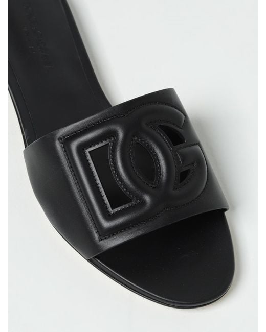 Dolce & Gabbana White Bianca Logo Leather Slides