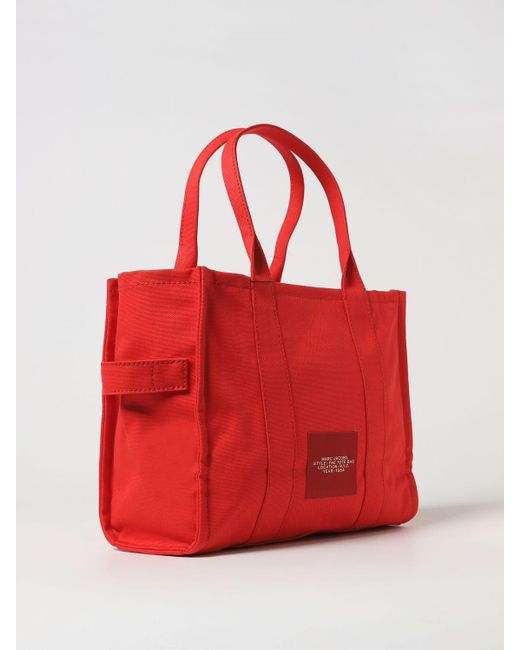 Marc Jacobs Red The Large Tote Bag In Canvas With Jacquard Logo