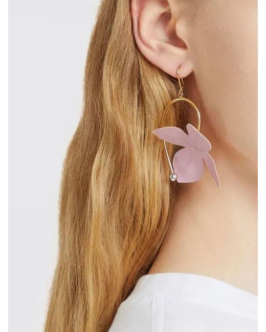 Marni Pink Brass Earrings With Flowers