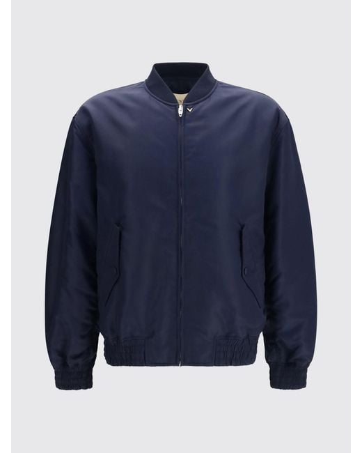 Valentino Garavani Blue Waterproof Nylon Bomber Jacket With Vlogo Signature for men