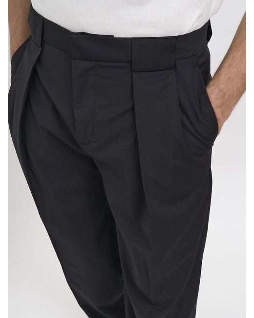 Paura Black Virgin Wool Wide-Leg Trousers for men