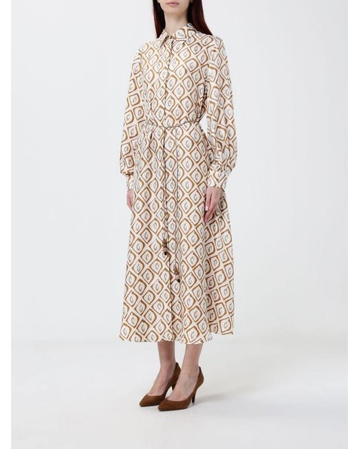 Max Mara Natural Printed Silk Shirt Dress