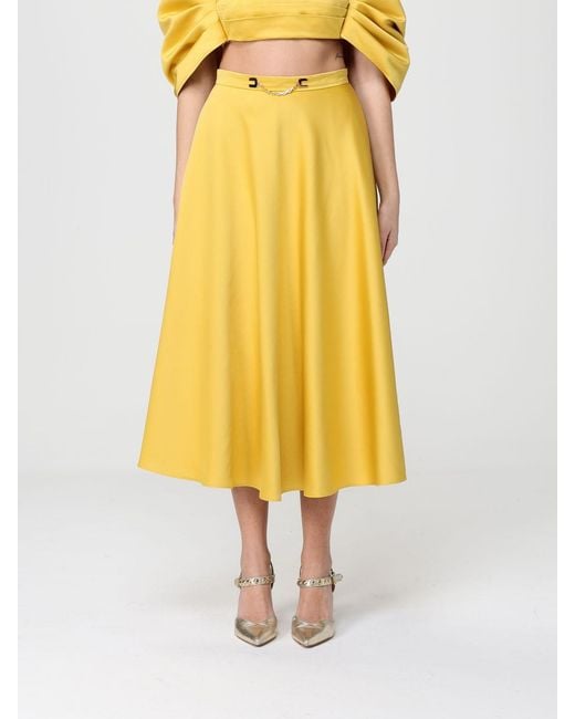 Elisabetta Franchi Yellow Satin Skirt