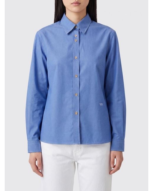 Wales Bonner Blue Long-Sleeved Cotton Shirt With French Collar