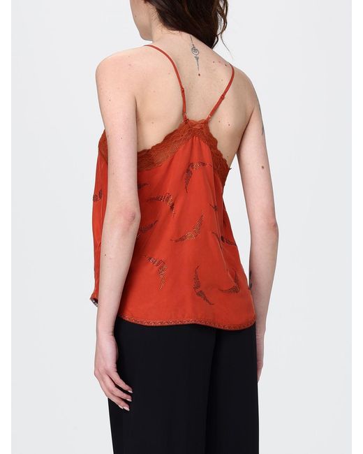 Zadig & Voltaire Red Zadig &Amp Voltaire Christy Silk Top With Rhinestone Wings