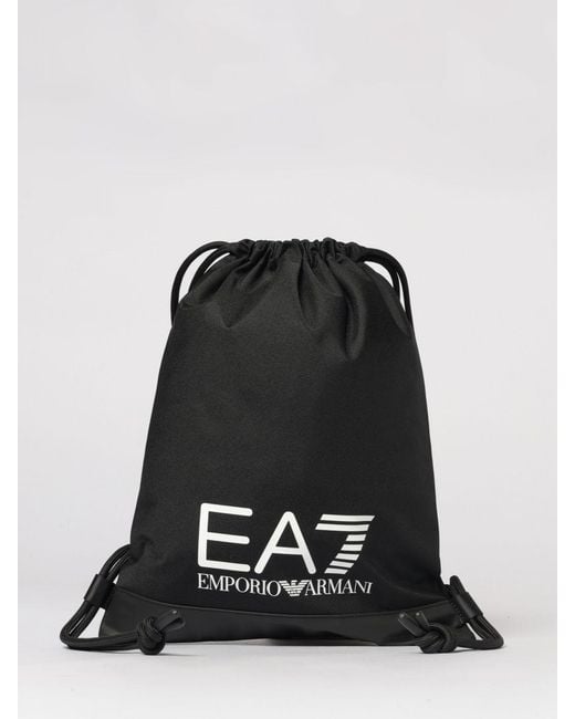 EA7 Black Nylon Backpack With Logo for men