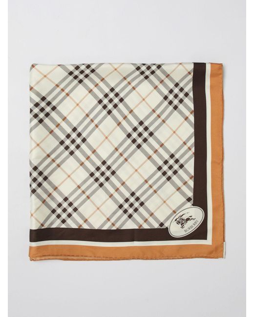 Burberry Gray Silk Scarf With Check Print