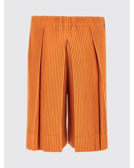 Homme Plissé Issey Miyake Orange Homme Plissé Issey Miyake Knee-Length Pleated Crêpe Chino Shorts for men