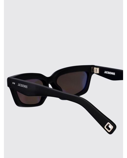 Jacquemus Black Le Salon Rectangular Acetate Sunglasses With Amber Lenses for men