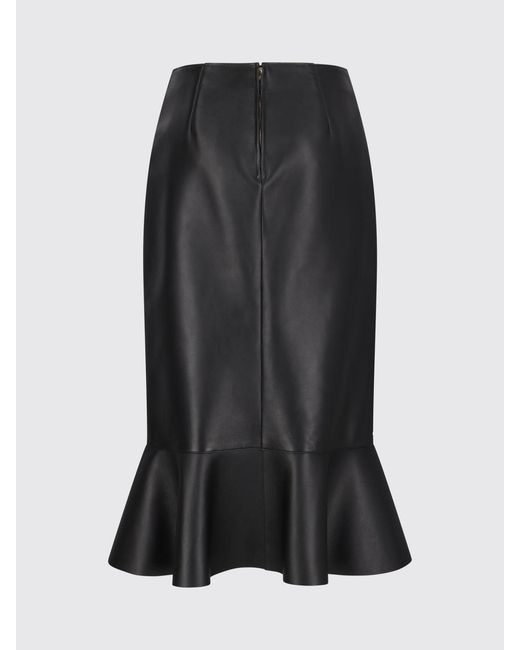 Fendi Black Leather Midi Skirt