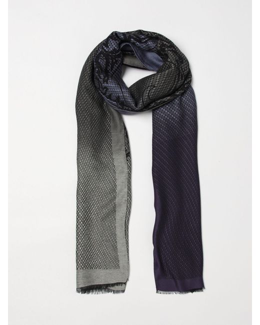 Etro Gray Modal Blend Scarf With Paisley Jacquard for men