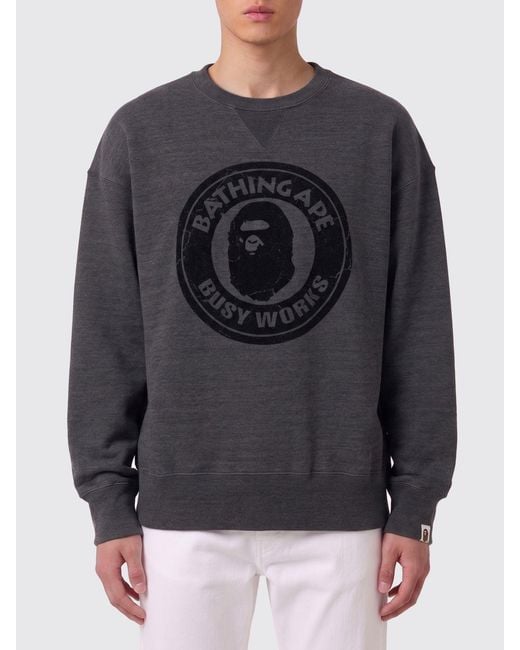 A Bathing Ape Gray Cotton Crewneck Sweatshirt for men