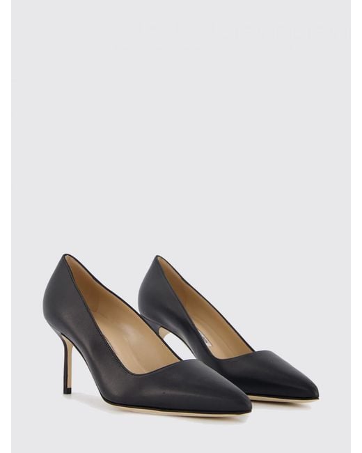 Manolo Blahnik Black Tora Suede Almond-Toe Pumps With A Mid Stiletto Heel