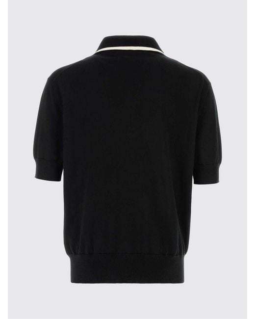 Jil Sander Black Cotton Knit Polo Shirt for men