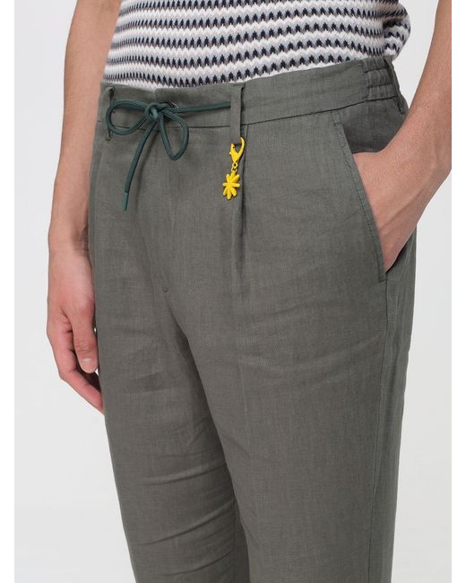 Manuel Ritz Gray Linen Slim Fit Trousers With Drawstring for men