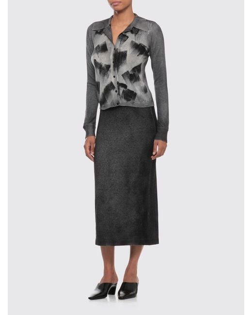 Avant Toi Black Wool And Cashmere Knit Midi Pencil Skirt With Elastic Waist