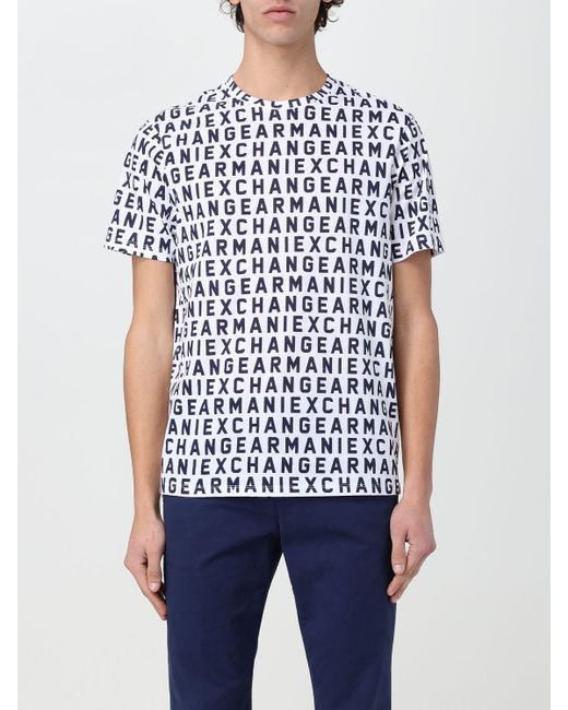 T-shirt con logo all-over di Armani Exchange in Blue da Uomo