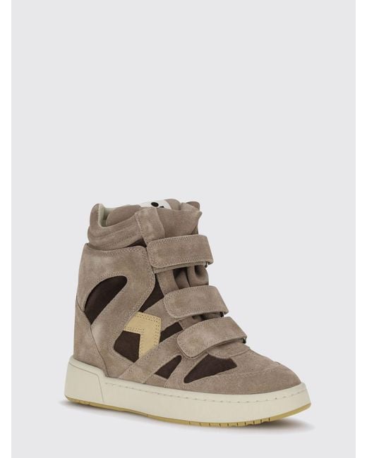 Isabel Marant Natural Im3 Bicolor Suede High-Top Wedge Sneakers With Velcro Straps