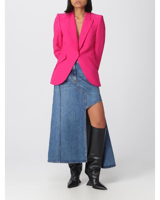 Falda Midi Vaquera Slashed McQueen de color Blue