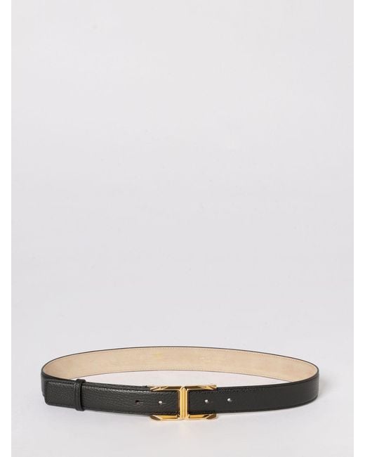 Elisabetta Franchi Black Hammered Leather Belt