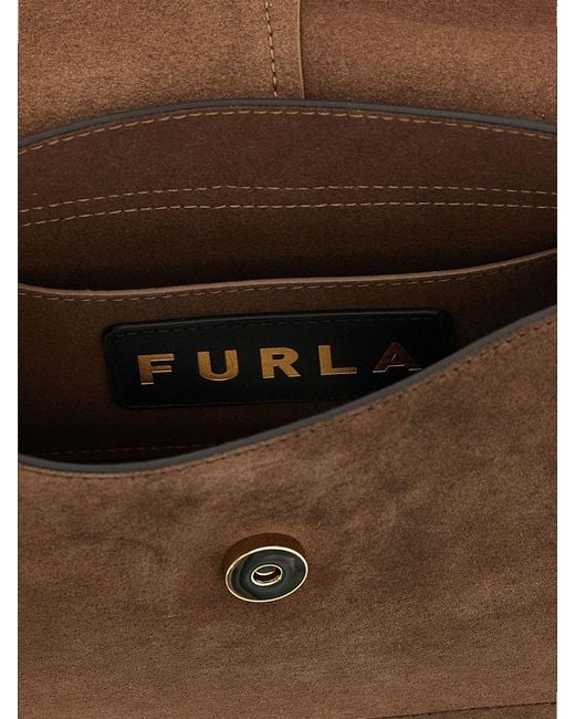 Furla Brown Flow Smooth Leather Shoulder Bag With Removable Strap