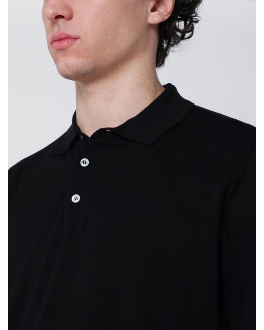 Drumohr Black Cotton Knit Polo Shirt for men