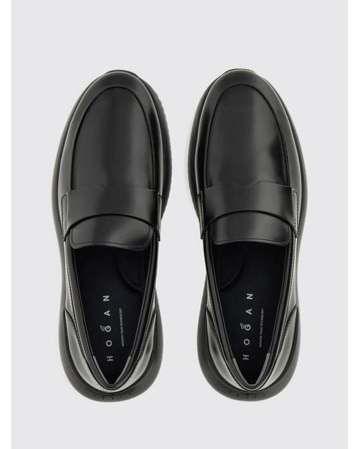 Hogan Black Cube Leather Loafers for men