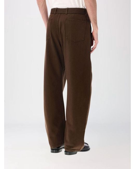 Lemaire Brown Cotton Wide Leg Trousers for men