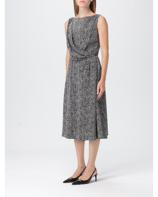 Dolce & Gabbana Gray Chevron Print Heavy Crepe Cocktail -Kleid