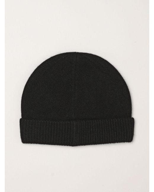 Emporio Armani Black Pure Cashmere Ribbed-Knit Beanie Hat for men