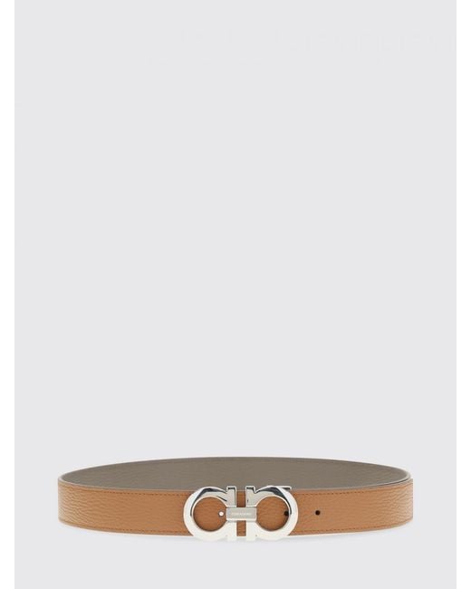 Ferragamo Pink Gancini Grained Calfskin Leather Belt for men