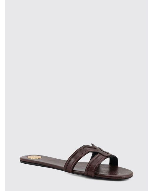 Saint Laurent White Mabrouka Vegetable-Tanned Leather Slippers
